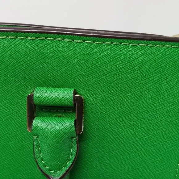 Michael Kors Selma Medium Satchel Green Saffiano Leather Crossbody Tote Purse - Picture 3 of 16
